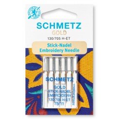 SCHMETZ Gold - Titanium Broderinål 75/11 5 pack